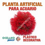 Planta artificial decoración acuario plástico rojo 10cm diametro peces refugio