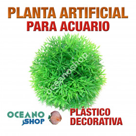Planta artificial decoración acuario plástico verde 10cm Planta artificial decoración acuario plástico verde 10cm diametro peces refugio