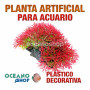 Planta artificial decoración acuario plástico roja 11cm diametro peces refugio