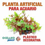 Planta artificial decoración acuario plástico verde y roja 16cm diametro peces refugio