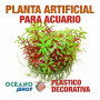Planta artificial decoración acuario plástico verde y roja 14cm diametro peces refugio