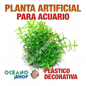 Planta artificial decoración acuario plástico verde 8cm Planta artificial decoración acuario plástico verde 8cm diametro peces refugio