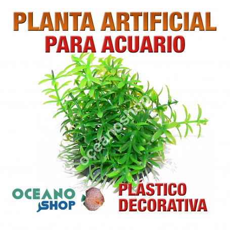 Planta artificial decoración acuario plástico verde 8cm diametro peces refugio