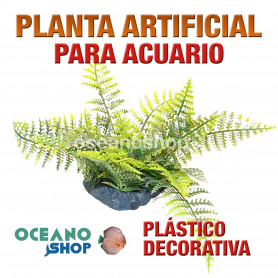 Planta artificial decoración acuario plástico verde 20cm Planta artificial decoración acuario plástico verde 20cm diametro peces refugio