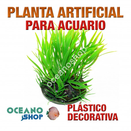 Planta artificial decoración acuario plástico verde 10cm altura