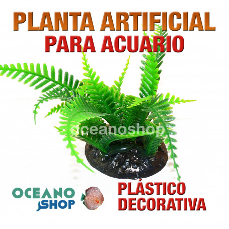 Planta artificial decoración acuario plástico verde 13x6cm diametro peces refugio