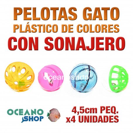 Juguete x4 pelotas gato pequeñas sonajero interior 4,5cm diámetro bolas colores plástico