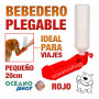 Bebedero plegable perro rojo botella pequeña viajes 20cm diámetro plástico agua 