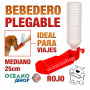 Bebedero plegable perro rojo botella mediano viajes 25cm diámetro plástico agua 