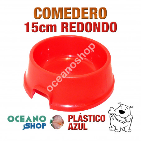 Comedero bebedero redondo perro plástico rojo pequeño 15cm diámetro