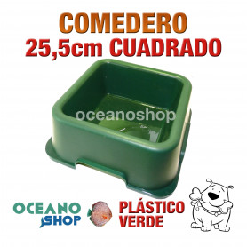 Comedero bebedero cuadrado perro plástico verde grande 25,5cm Comedero bebedero cuadrado perro plástico verde grande 25,5cm diámetro