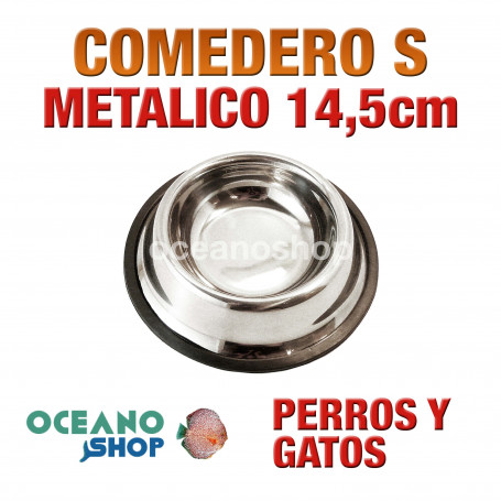Comedero bebedero metálico talla s redondo perro y gato 14,5cm muy resistente calidad antigolpes