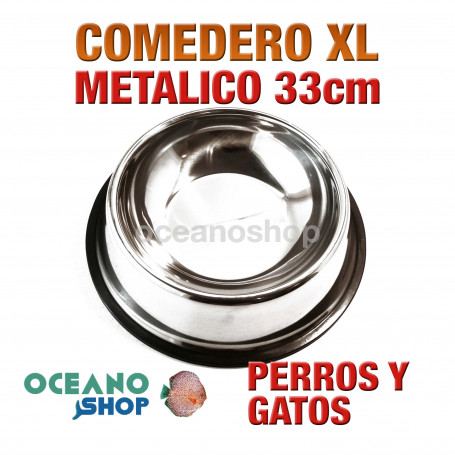 Comedero bebedero metálico talla xl redondo perro y gato 33cm muy resistente calidad antigolpes