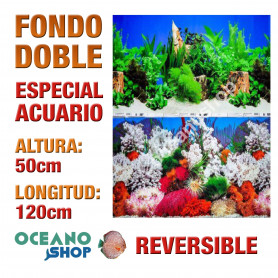 Fondo 120x50cm doble reversible decorativo fondo plantas y coral Fondo 120x50cm doble reversible decorativo fondo plantas y coral marino acuario peces calidad