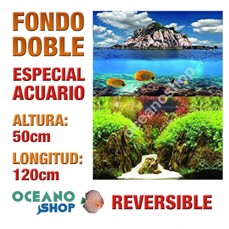 Fondo 120x50cm doble reversible decorativo fondo isla peces y plantas marino acuario peces calidad