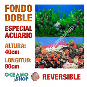 Fondo 80x40cm doble reversible decorativo fondo plantas y coral Fondo 80x40cm doble reversible decorativo fondo plantas y coral marino acuario peces calidad