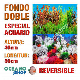 Fondo 80x40cm doble reversible decorativo fondo plantas y coral Fondo 80x40cm doble reversible decorativo fondo plantas y coral marino acuario peces calidad