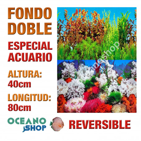 Fondo 80x40cm doble reversible decorativo fondo plantas y coral marino acuario peces calidad