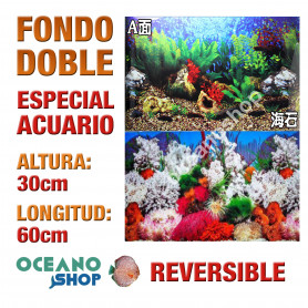 Fondo 60x30cm doble reversible decorativo fondo plantas y coral Fondo 60x30cm doble reversible decorativo fondo plantas y coral marino acuario peces calidad