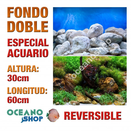 Fondo 60x30cm doble reversible decorativo fondo rocas y plantas marino acuario peces calidad