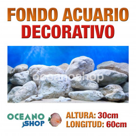 Fondo 60x30cm acuario decorativo vinilo fondo rocas blancas Fondo 60x30cm acuario decorativo vinilo fondo rocas blancas marino peces calidad
