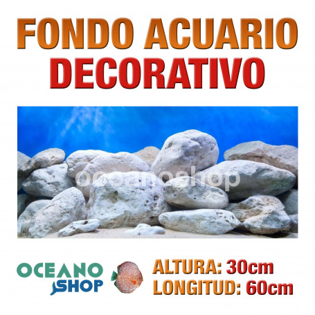 Fondo 60x30cm acuario decorativo vinilo fondo rocas blancas marino peces calidad