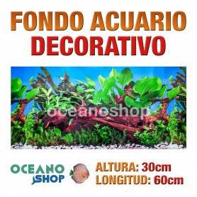 Fondo 60x30cm acuario decorativo vinilo fondo tronco y plantas Fondo 60x30cm acuario decorativo vinilo fondo tronco y plantas marino peces calidad