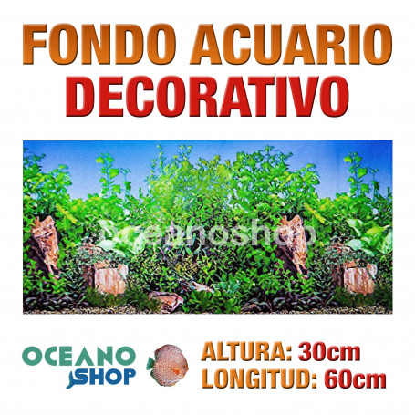Fondo 60x30cm acuario decorativo vinilo fondo rocas y plantas marino peces calidad