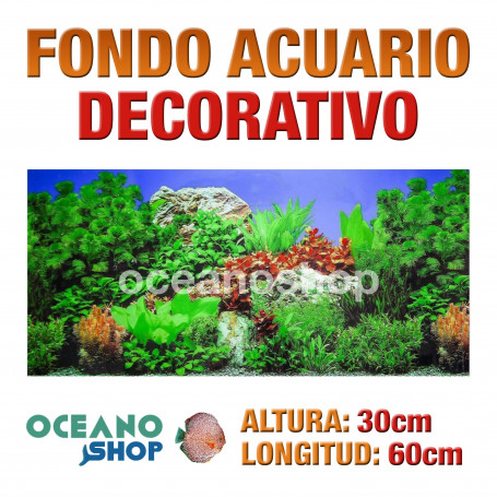 Fondo 60x30cm acuario decorativo vinilo fondo piedra y plantas marino peces calidad