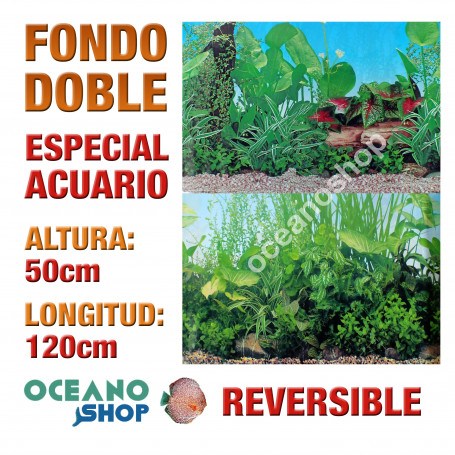 Fondo 120x50cm doble reversible decorativo fondo plantas y algas marino acuario peces calidad