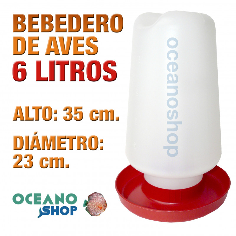 BEBEDERO PARA AVES DEPOSITO DE 6 LITROS 23 cm DIAMETRO x 35 cm ALTO