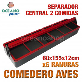 Comedero para aves rectangular x6 ranuras 60x155x12 cm Comedero para aves rectangular x6 ranuras 60x155x12 cm