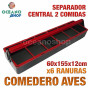 Comedero para aves rectangular x6 ranuras 60x155x12 cm