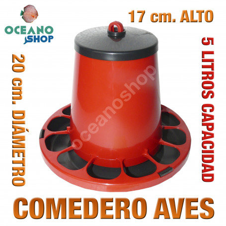 Comedero para aves 5L x12 agujeros 20 cm diametro x 17 cm alto