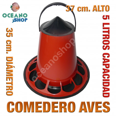 Comedero para aves 5L x12 agujeros 35 cm diametro x 37 cm alto