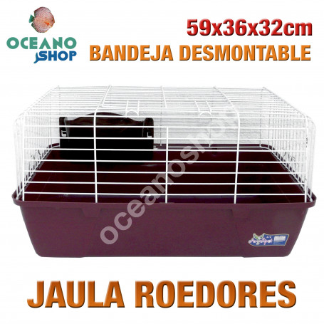 Jaula roedores bandeja desmontable 59x36x32 cm