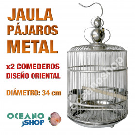 Jaula pájaro metálica 64 cm altura 34 cm diametro Jaula pájaro metálica 34 cm diametro