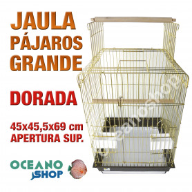 Jaula grande pájaro dorada calidad 45x45,5x69 cm Jaula grande pájaro dorada calidad 45x45,5x59 cm