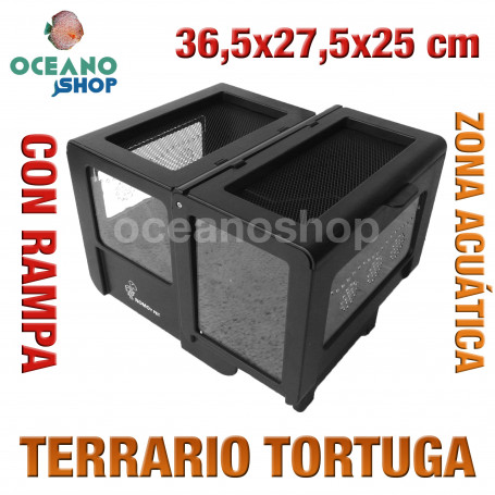 Terrario tortuga zona acuatica y rampa 36,5x27,5x25 cm