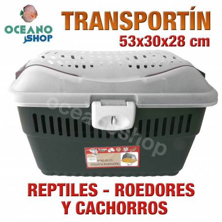 Transportín para reptil roedor y cachorro perro gato 53x30x28 cm
