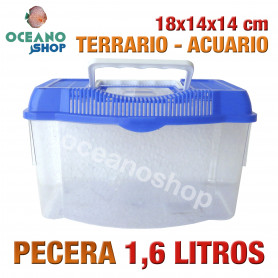 Pecera 1,6L acuario terrario de plastico 18x14x14 cm