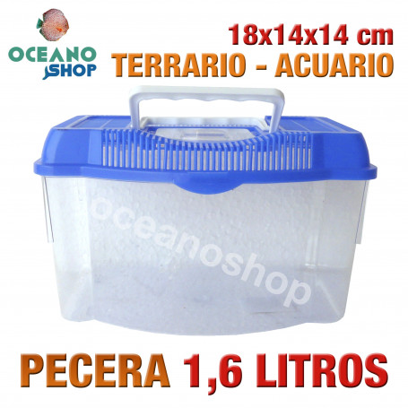 Pecera 1,6L acuario terrario de plastico 18x14x14 cm