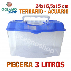 Pecera 3L acuario terrario de plastico 24x16,5x15 cm Pecera 3L acuario terrario de plastico 24x16,5x15 cm