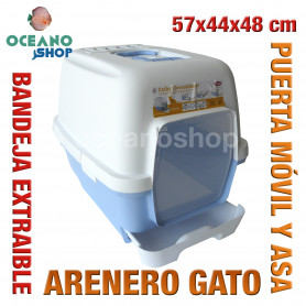 Arenero gato cubierto bandeja extraible 57x44x48 cm