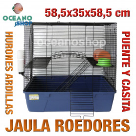 Jaula roedores huron puente y casita 58,5x35x58,5 cm Jaula roedores huron puente y casita 58,5x35x58,5 cm
