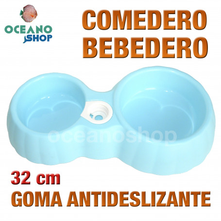 Comedero bebedero gato perro doble antideslizante 32 cm