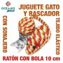 Juguete rascador gato ratón cola bola sonajero y tejido elástico 10 cm