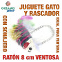 Juguete rascador gato ratón con sonajero y ventosa
