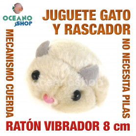 Juguete rascador gato raton peluche vibración con cuerda sin pilas 8cm