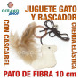 Juguete rascador gato pato de fibra con cuerda elástica + cascabel y cola 10cm
